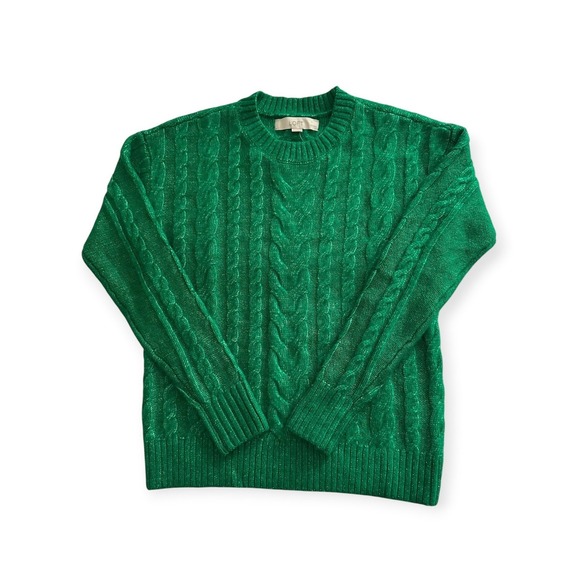 LOFT Sweaters - LOFT Cable Knit Preppy Vintage Sweater Emerald Green XXSP Women Petite